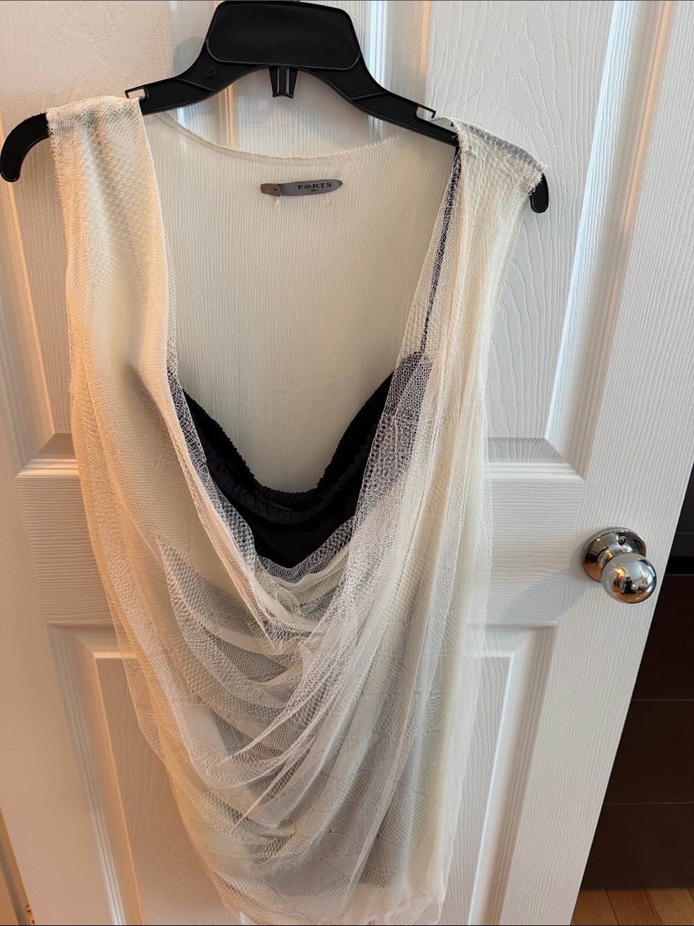 Ports 1961 Ivory and Black Draped Mini Dress